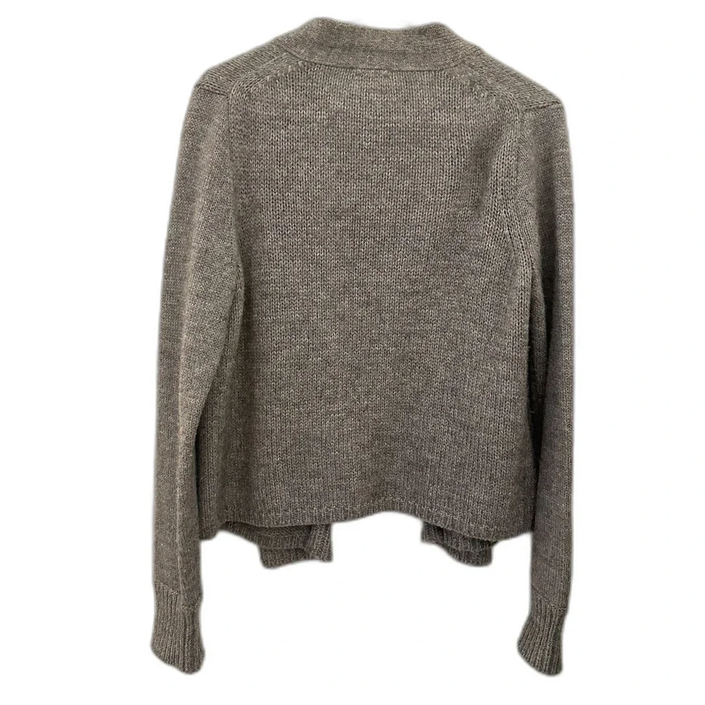 J. Crew Women's Grey Alpaca Wool Blend Warm Open Cardigan Buttons Size L